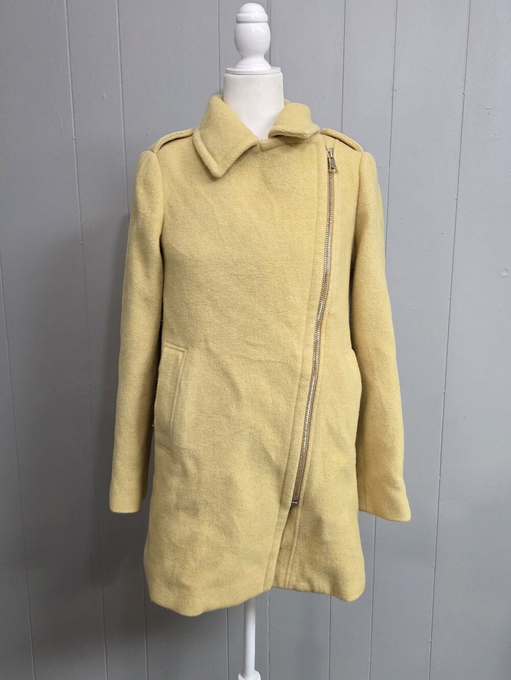 Loft Yellow Wool Blended Coat Size XS